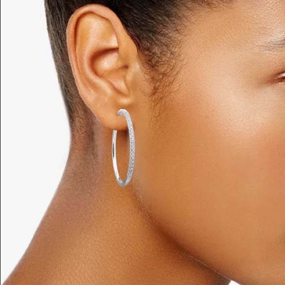 Diamond Hoop Earrings Sterling Silver 1/4 ct.t.w.